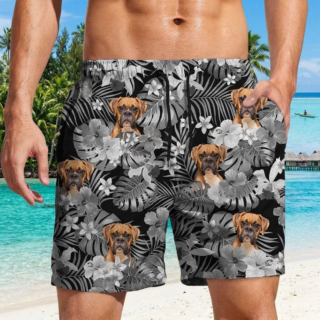 Custom Dog Photo Summer Tropical Beach Short For Men