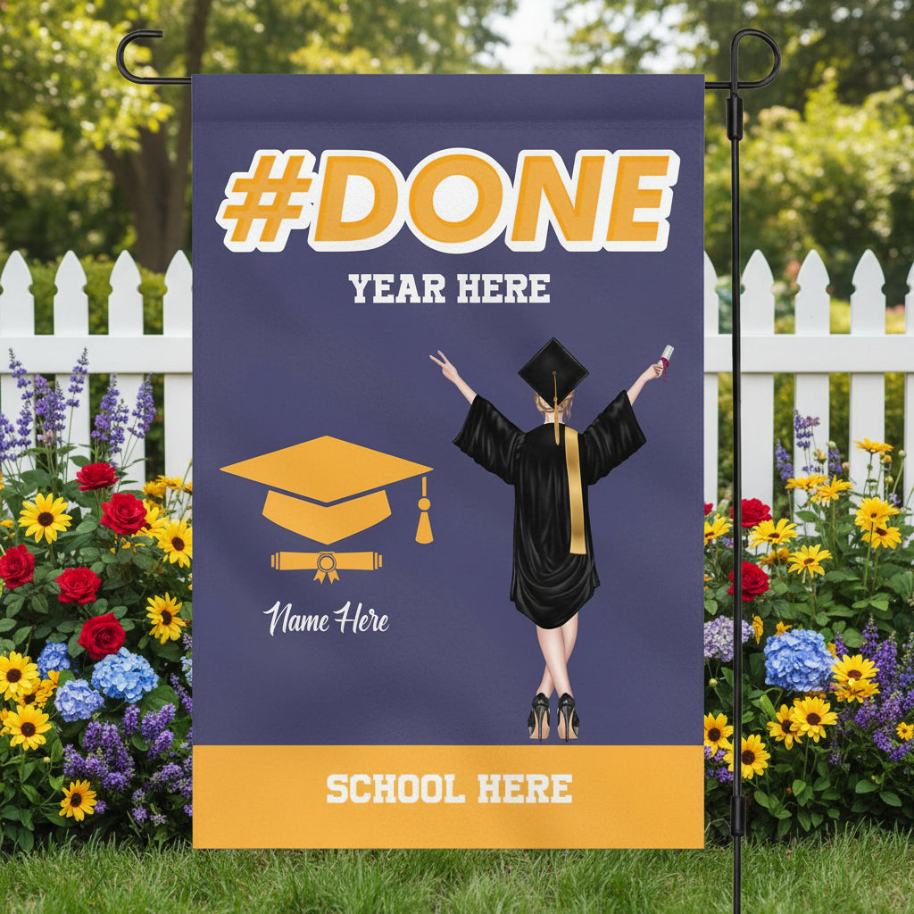 Done Graduation Garden Flag