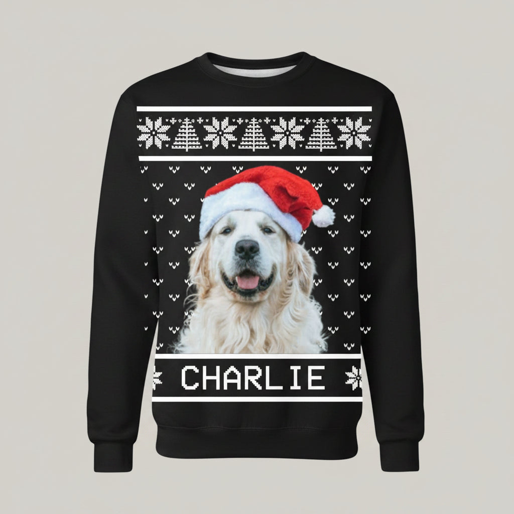 Add your Cat Dog Photo On Sweatshirt, Dog Lover Sweater Chri