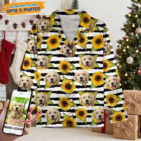 Custom Sunflower Pattern Dog Cat Pajamas — Gift for Pet Lovers 6G7B7