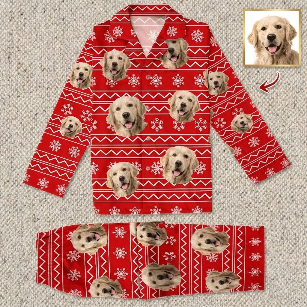 Custom Dog Photo Christmas Pajamas