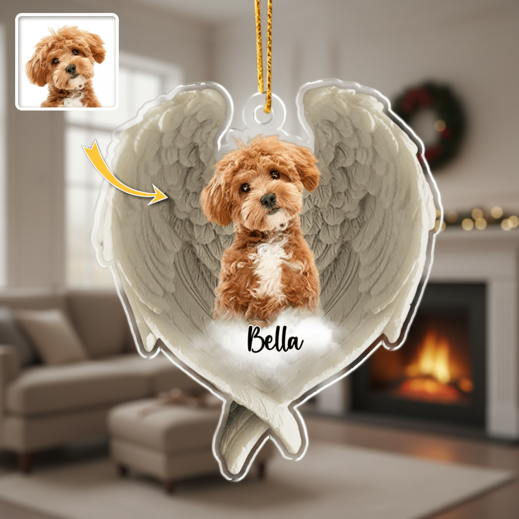 Custom Photo Pet Within Angel Wings Memorial Dog Cat Acrylic