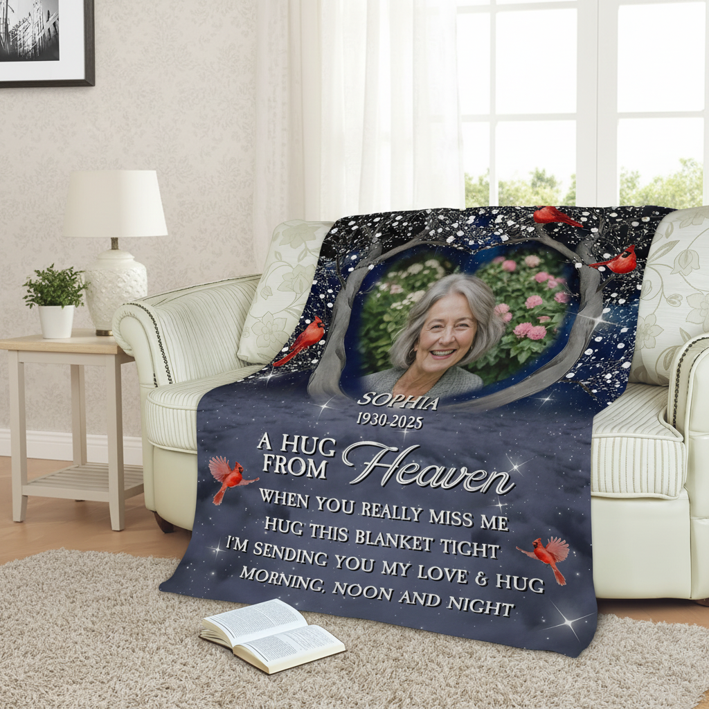 Personalized A Hug From Heaven Custom Photo Memorial  Blanke