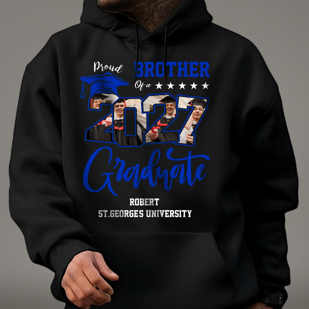 Custom Photo Proud Family Of A Graduate Graduation Dark Shir
