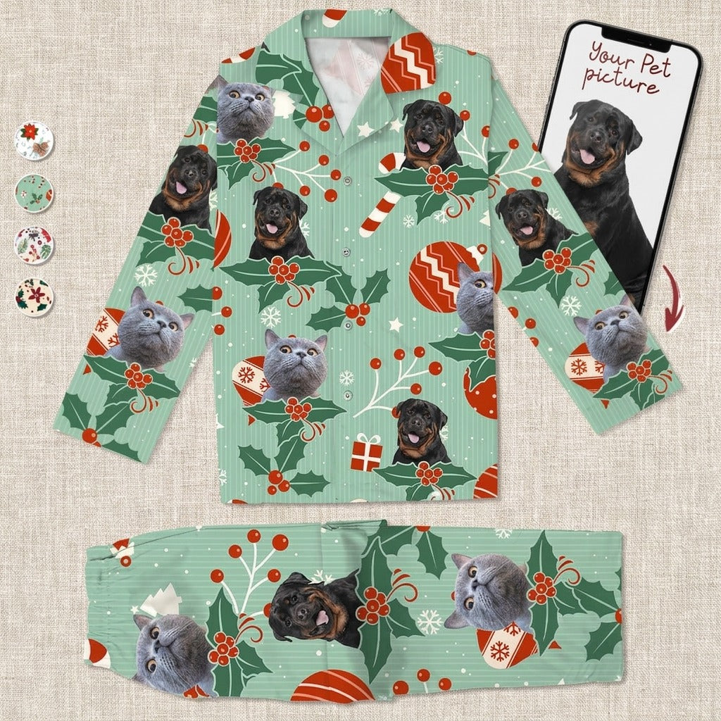 Custom Photo Christmas Dog Cat Pajamas
