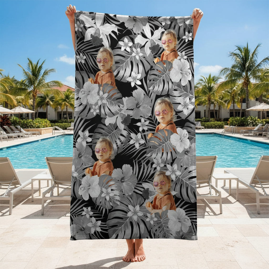 Custom Human Photo Tropical Style Beach Towel N304