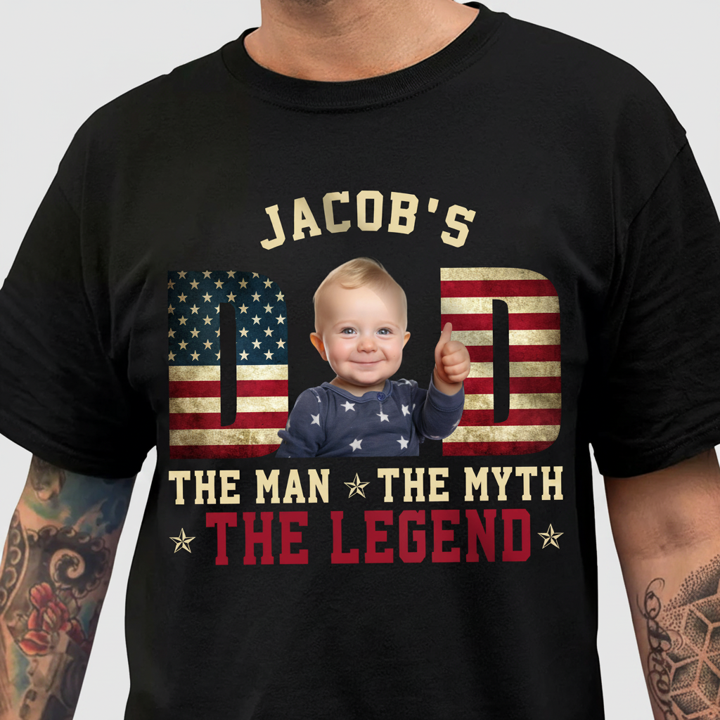 Custom Kid Photo - Dad, The Man The Myth The Legend Dad Shir