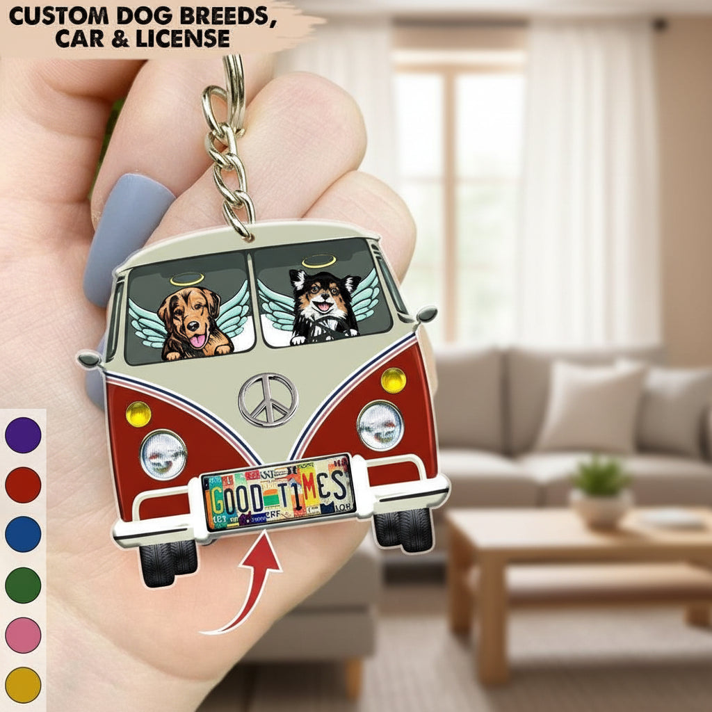 License Plate Hippie Vintage Van Loss Dog Camping Acrylic Ke