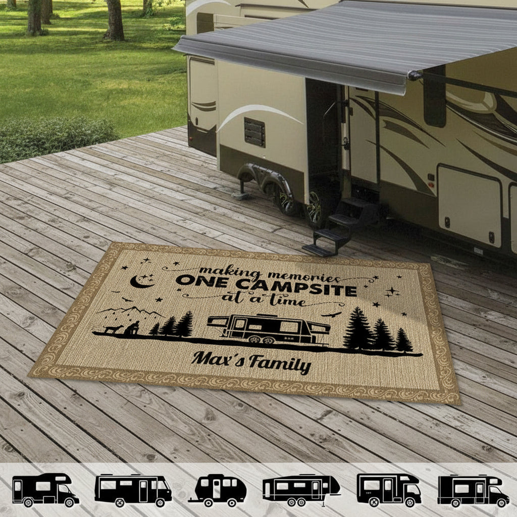 Happy Campers Camping Patio Rug, Patio Mat K228