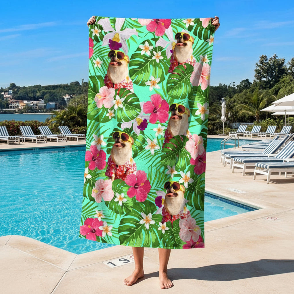 Custom Photo Tropical Style Dog Beach Towel N304