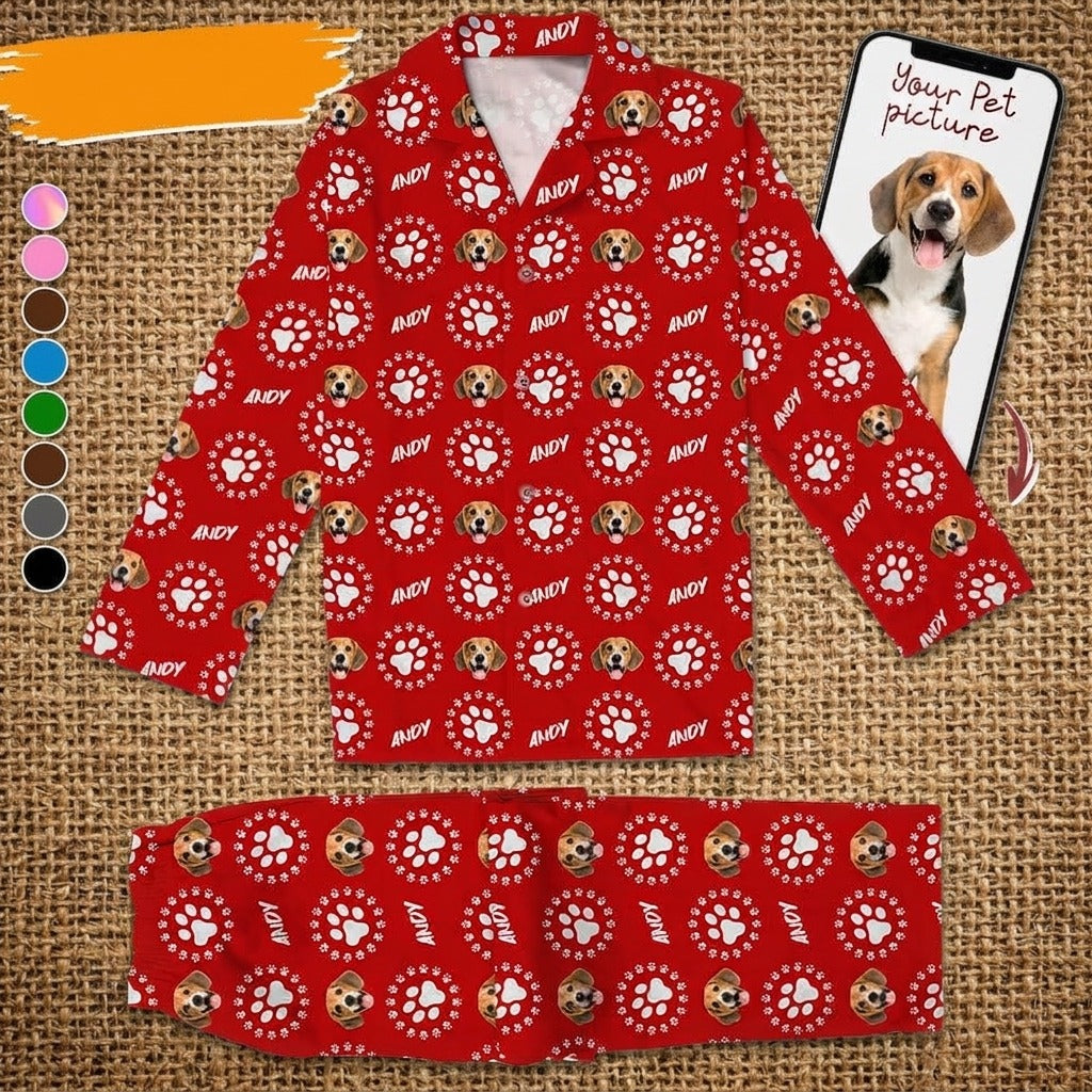Custom Photo Dog Cat Paw Pajamas