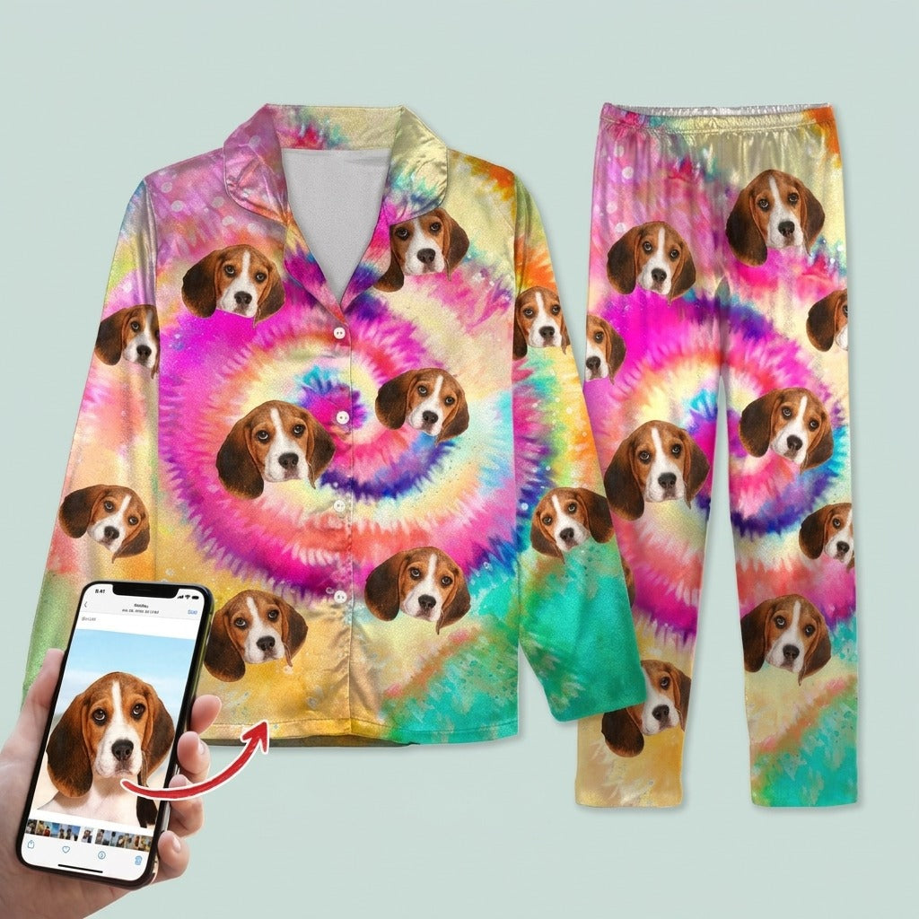 Custom Photo Tie Dye Background Dog Pajamas