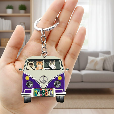 Custom Cat License Plate Hippie Camping Ornament — Gift for Cat Lovers HBTAG