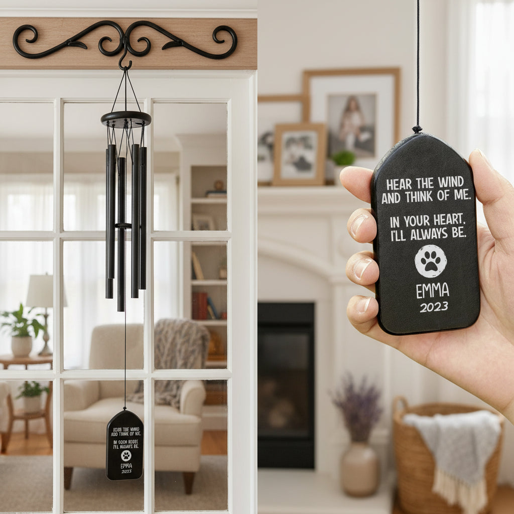 Hear The Wind And Think Of Me Dog Cat Memorial Wind Chimes P