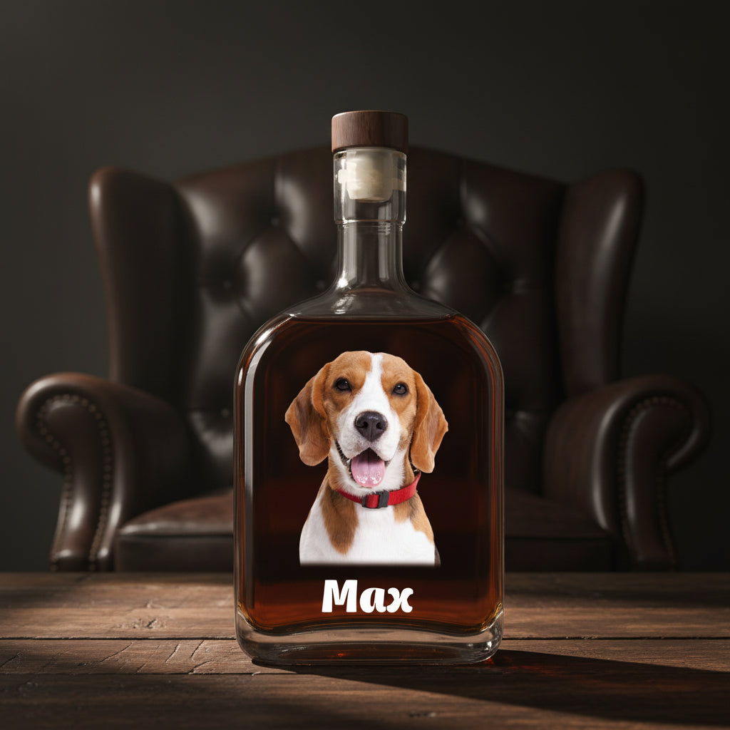 Custom Dog Photo Whiskey Bottle For Dog Lovers