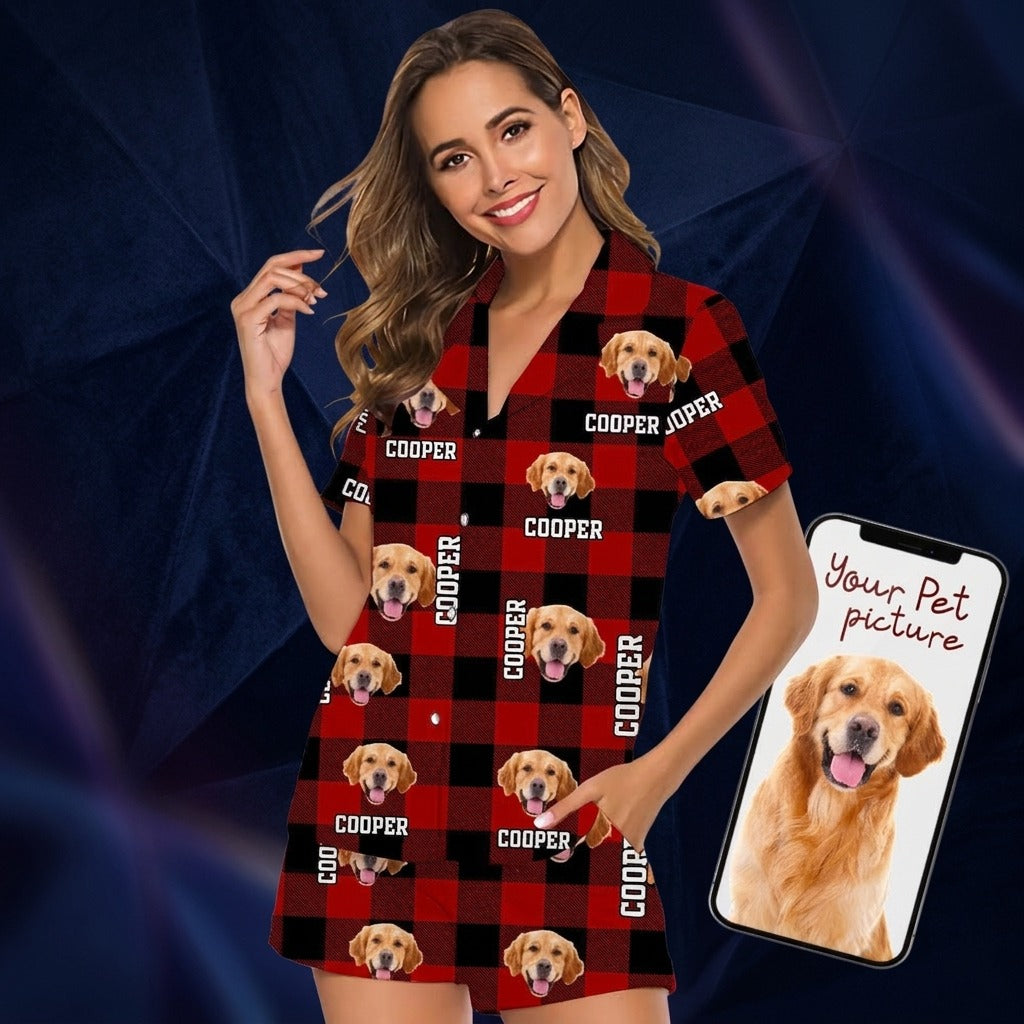 Custom Photo Name Dog Cat Short Pajamas