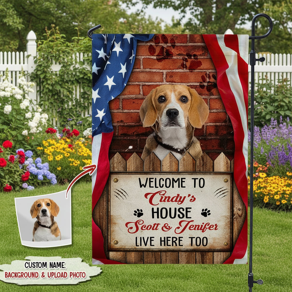 Custom Photo Welcome To Dog House Dog Cat Garden Flag N369 H