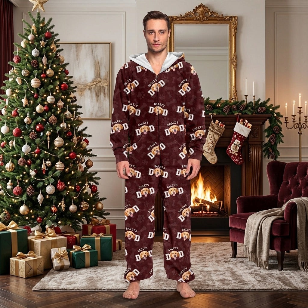 Custom Photo Dog Dad Dog Mom Onesie Pajamas For Dog Lovers
