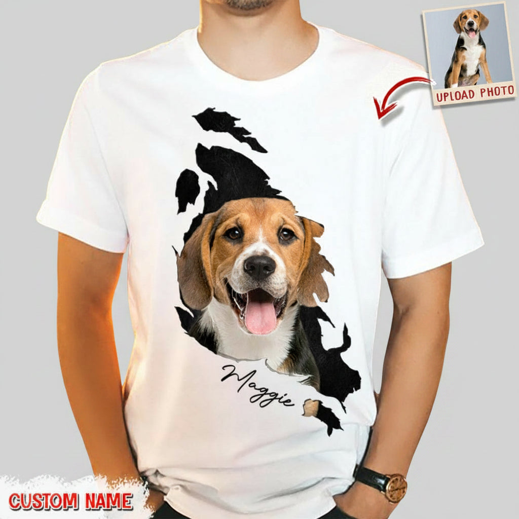 Custom Photo Dog Cat Behind The Scratch Pet Shirt N369 HN590