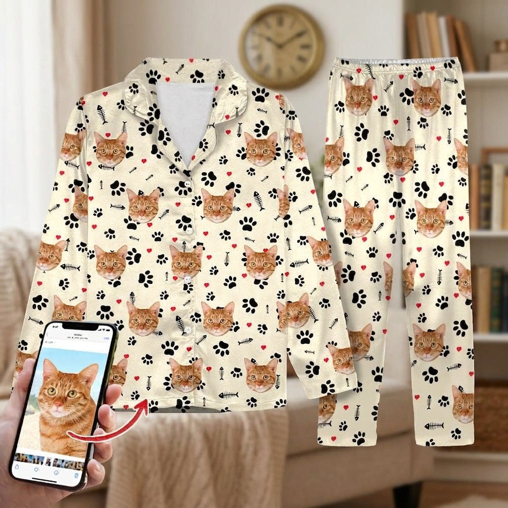 Custom Cat Photo With Icon Decoration Pajamas