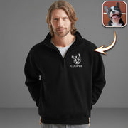 Custom Dog Cat Face Personalized Embroidered Golf Quarter Zi