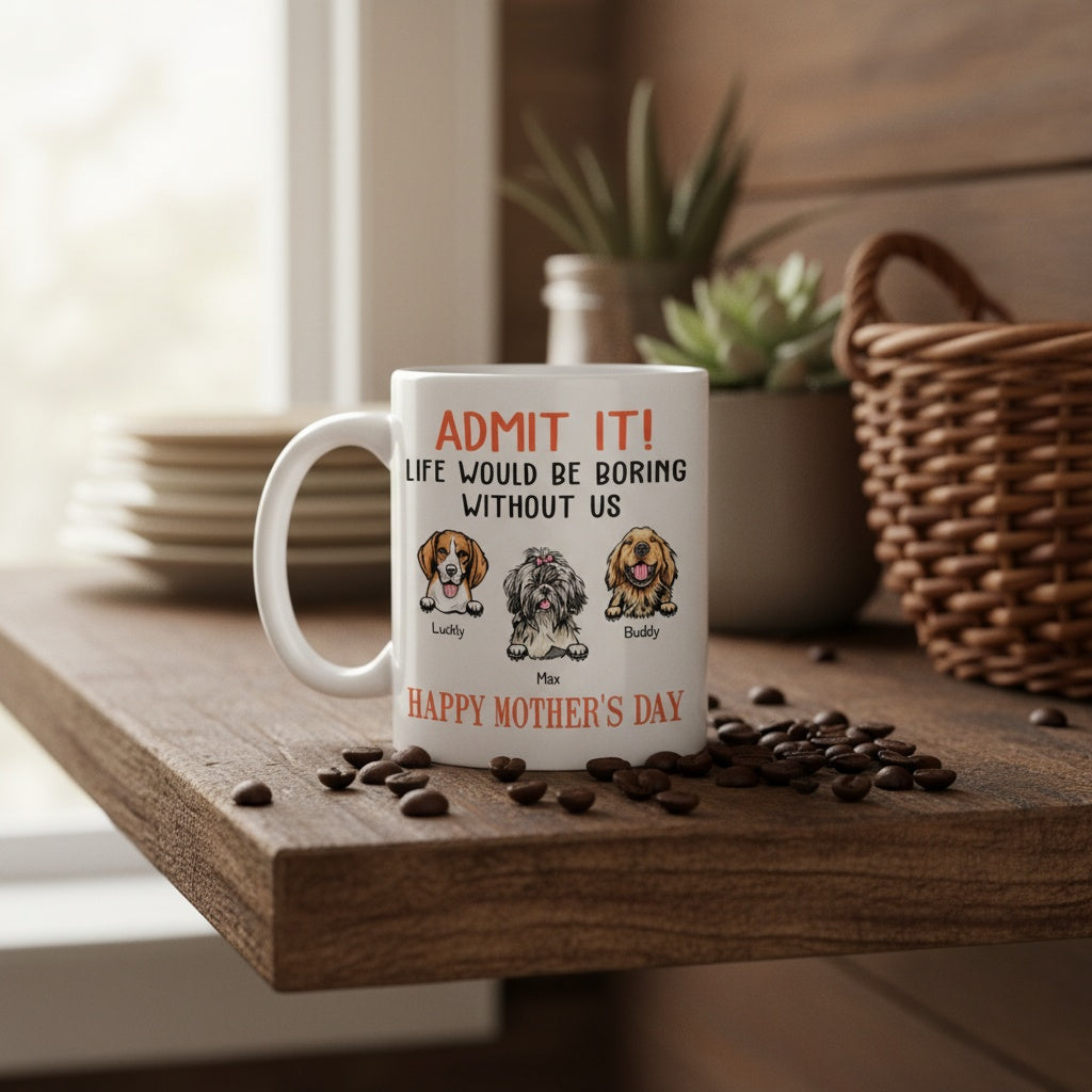 Happy Mother's Day Admit It! Life Would Be Boring Without Me Dog Cat Mug