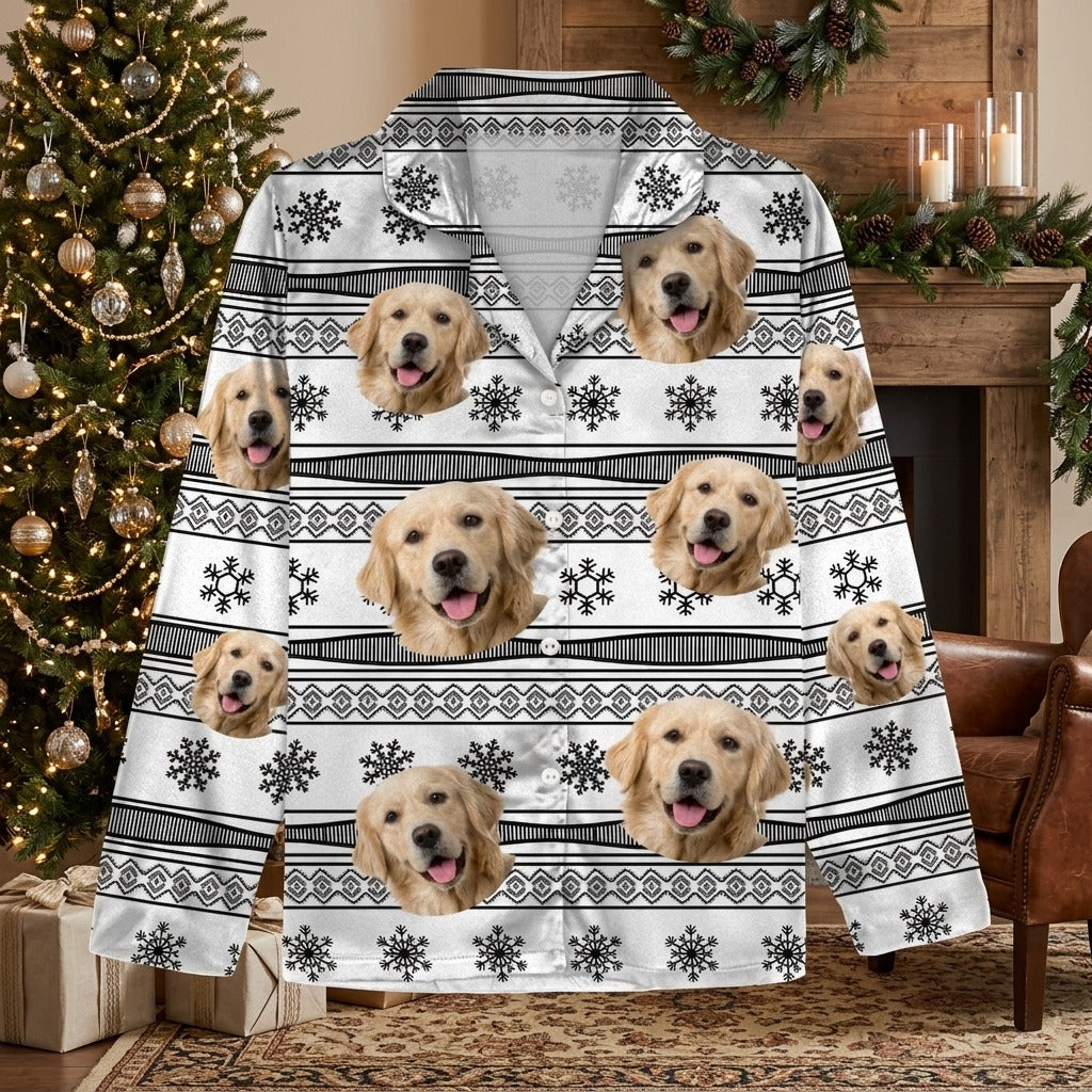Custom Dog Photo With Aboriginal Pattern For Family Pajamas