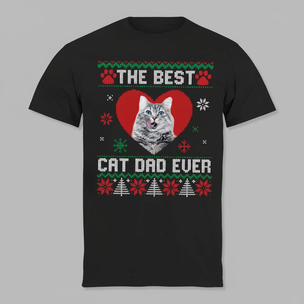 Custom Photo Best Cat Dad Christmas Sweatshirt N304