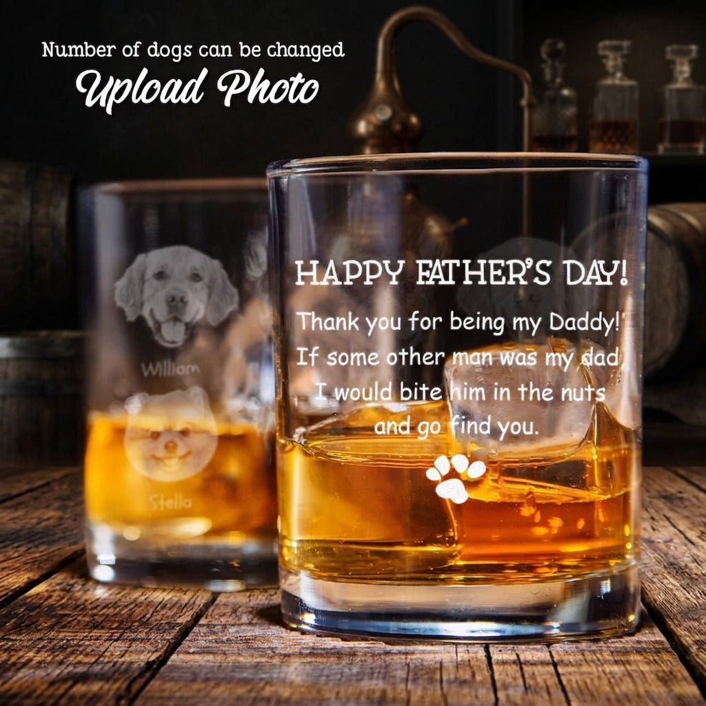 Custom Photo Thank You For Being My Daddy Christmas Gift For Dog Lover Rock Glass