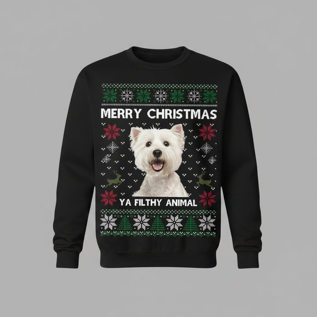 Custom Photo Ugly Christmas Ya Filthy Animal Dog Cat Sweatsh