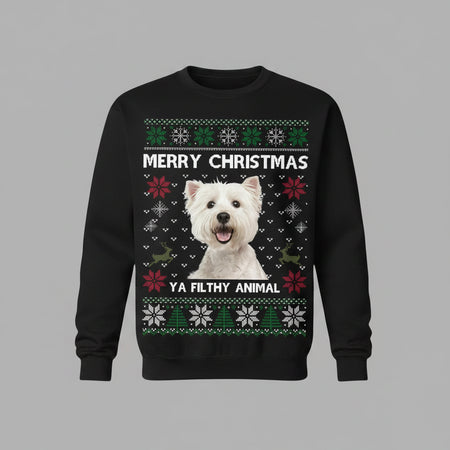 Custom Pet Ugly Christmas Ya Filthy Sweatshirt— Christmas Gift CVUFA