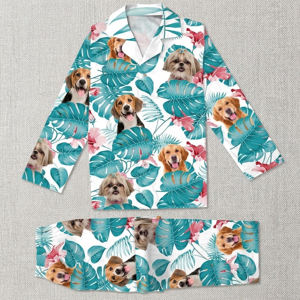 Custom Photo Dog and Cat Pajamas Christmas T286