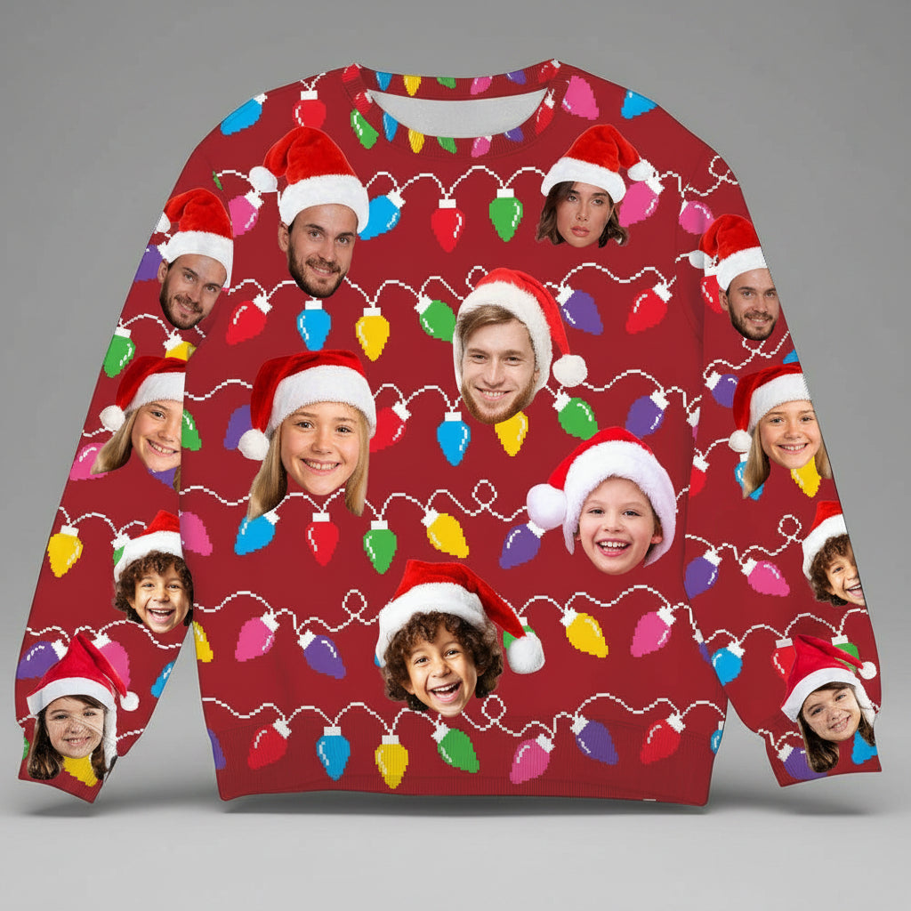 Custom Face Christmas Family Silly Xmas Leds AOP Ugly Sweats