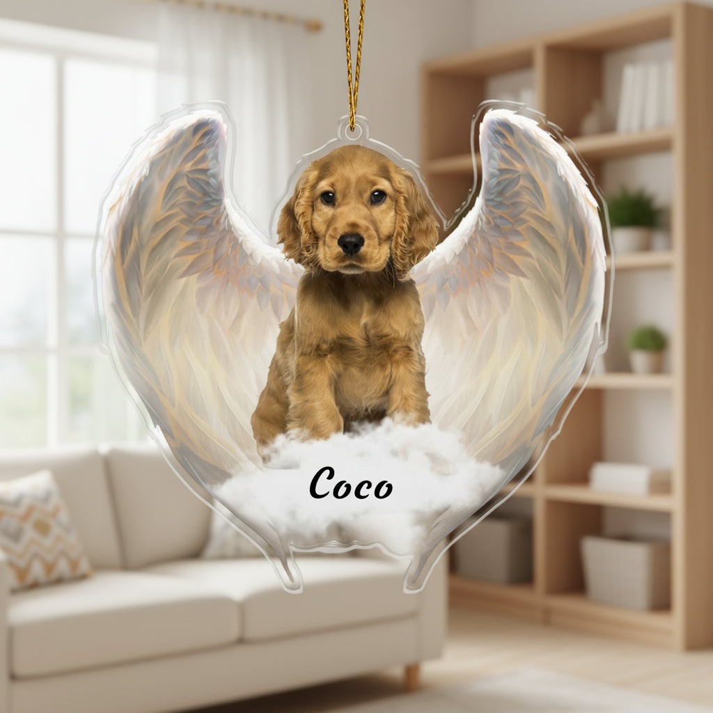 Custom Photo Pet Within Angel Wings Memorial Acrylic Ornamen