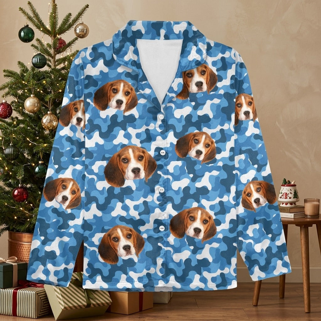 Custom Photo With Camo Background Dog Pajamas