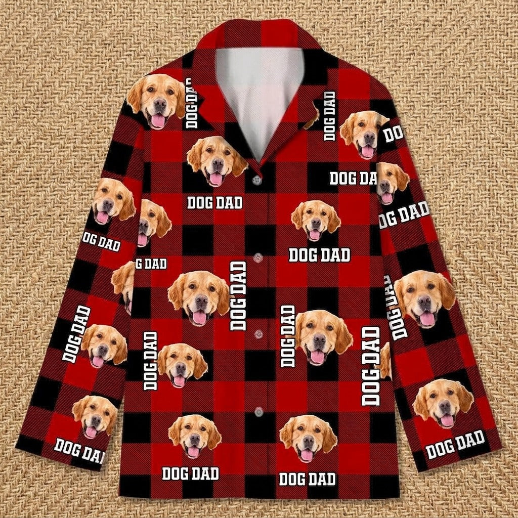 Custom Photo Dog Cat Mom Dad Flannel Pajamas