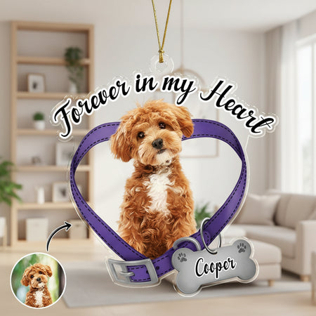 Custom Dog Forever My Heart Memorial Ornament — Gift for Dog Lovers PTRFB