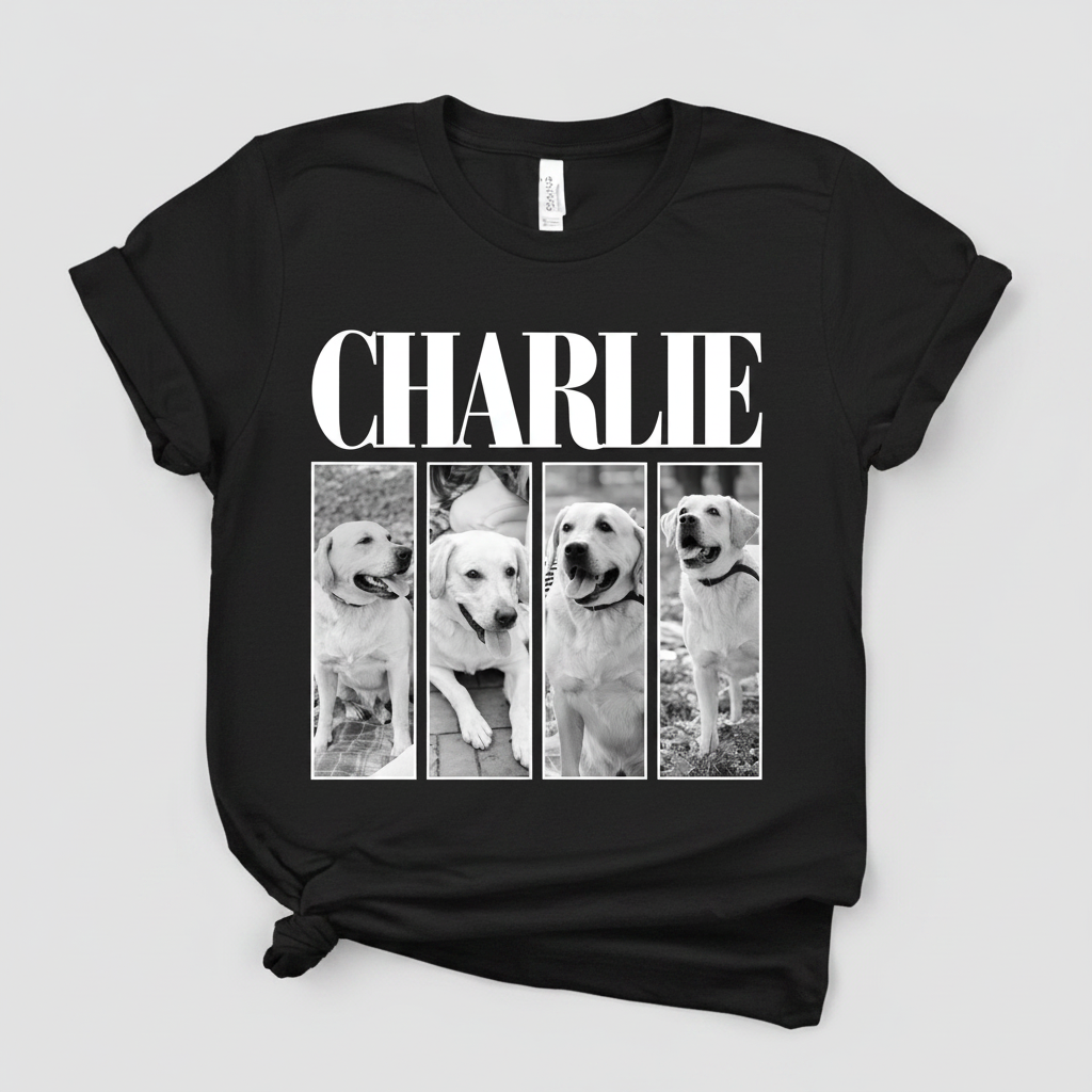 Custom Photo And Name Dog Cat Pets Family Dark Shirt HA75 89