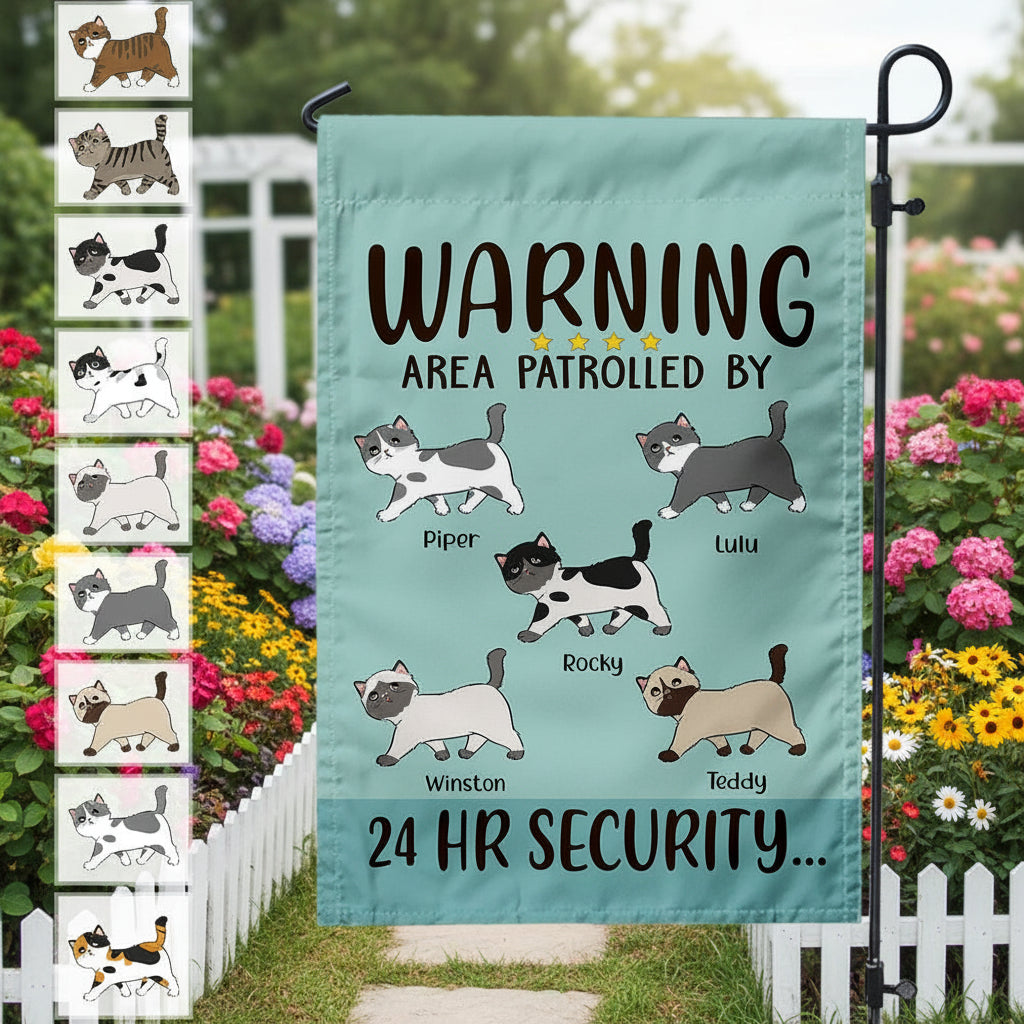 Area Patrolled 24Hr Security Cat Garden Flag HN590