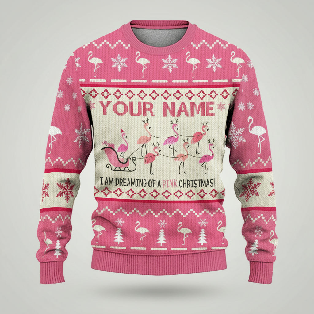 I Am Dreaming Of Pink Christmas Holiday AOP Ugly Sweater T28