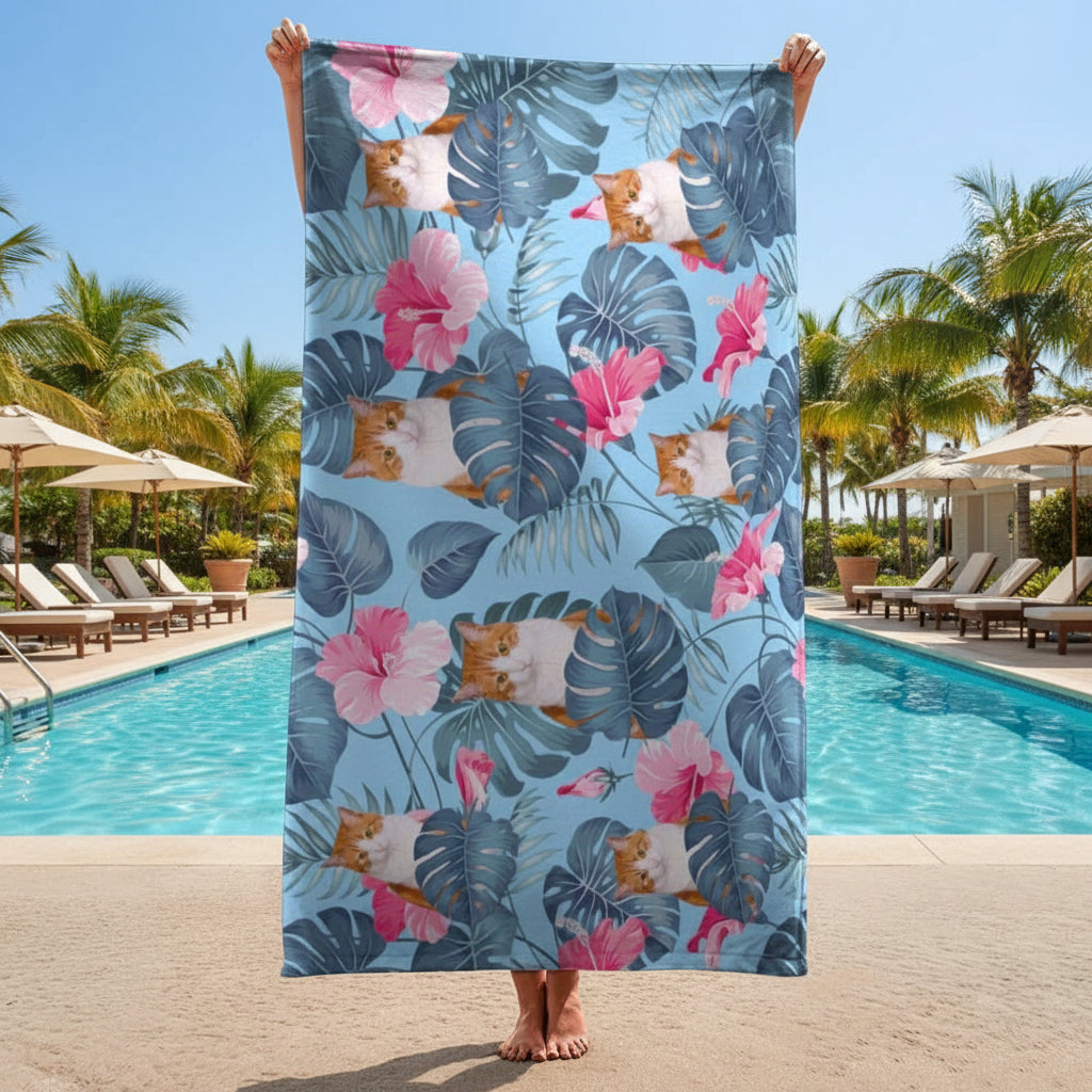 Custom Photo Cat Beach Towel TA29