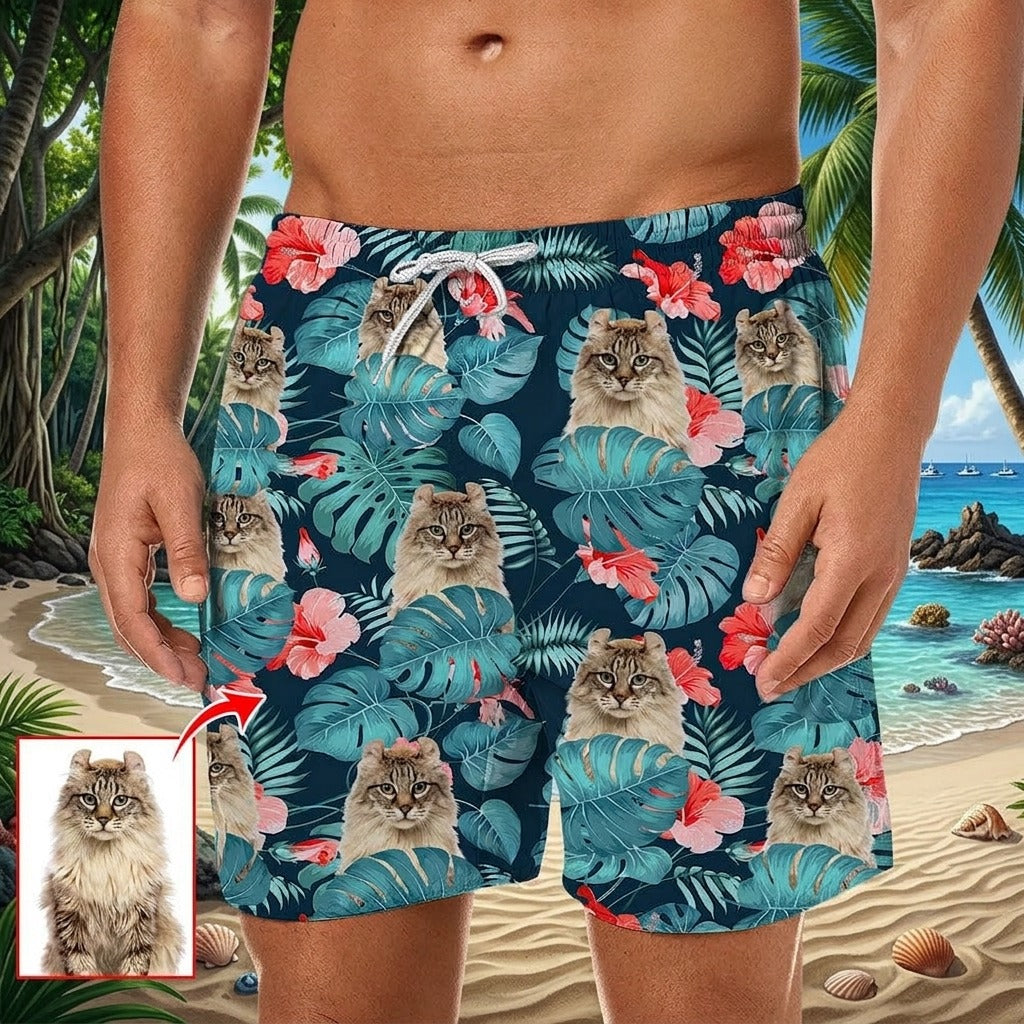 Personalized Beach Short Upload Photo Dog Cat For Men 888378