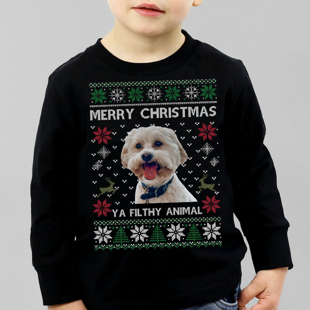 Custom Photo Ugly Christmas Ya Filthy Animal Dog Cat Sweatsh