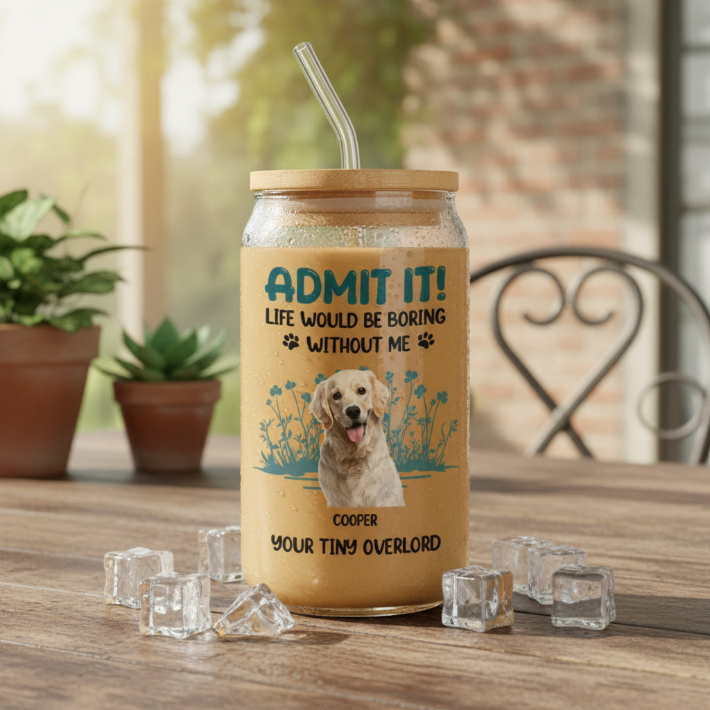 Custom Photo Admit It - Personalized Glass Can With Lid