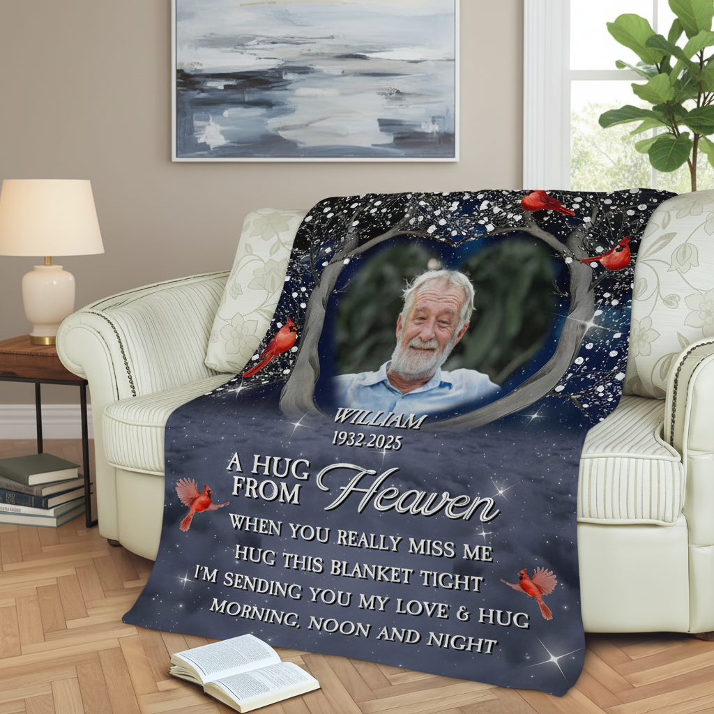 Personalized A Hug From Heaven Custom Photo Memorial  Blanke
