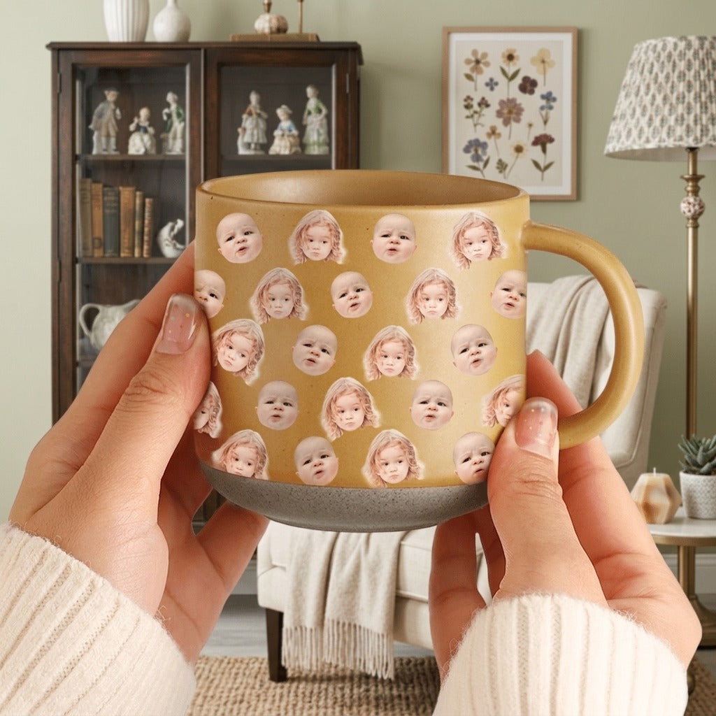 Custom Human Portrait Family Pottery Mug