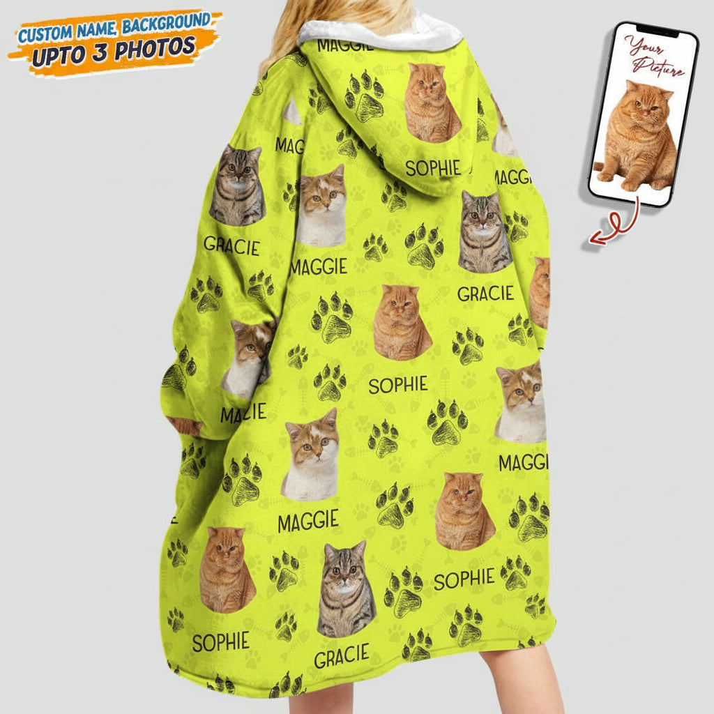 Custom Photo Dog Cat Paws Paint Hoodie Blanket N304