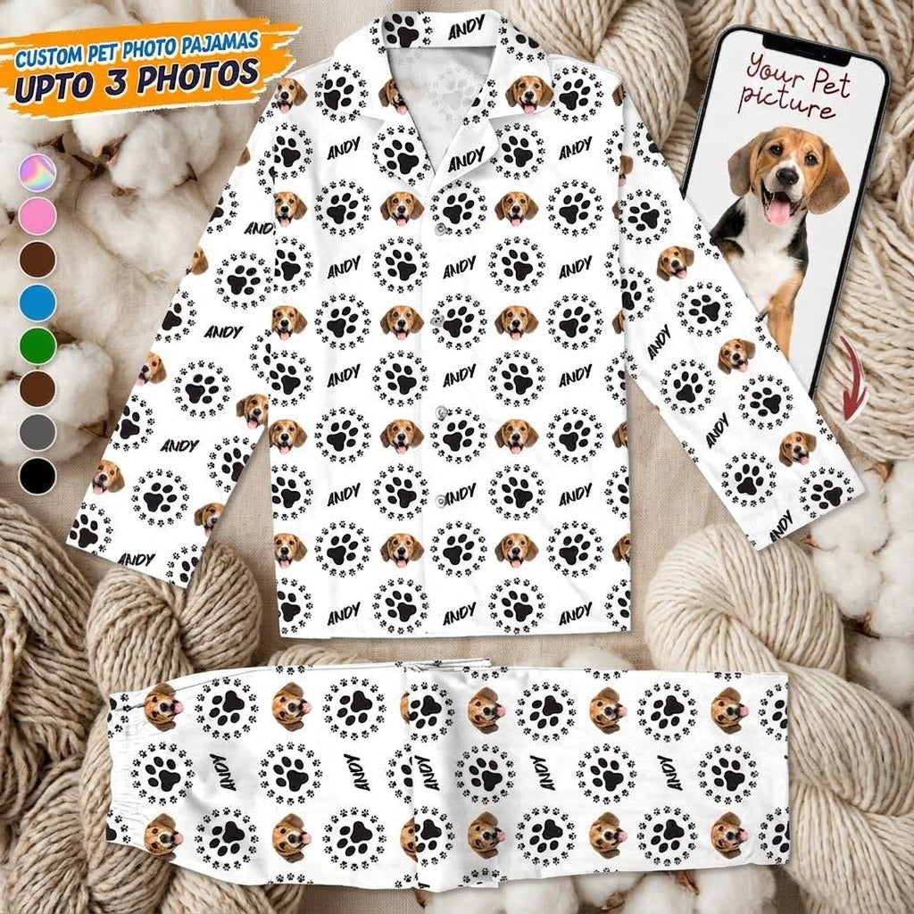 Custom Photo Dog Cat Paw Pajamas