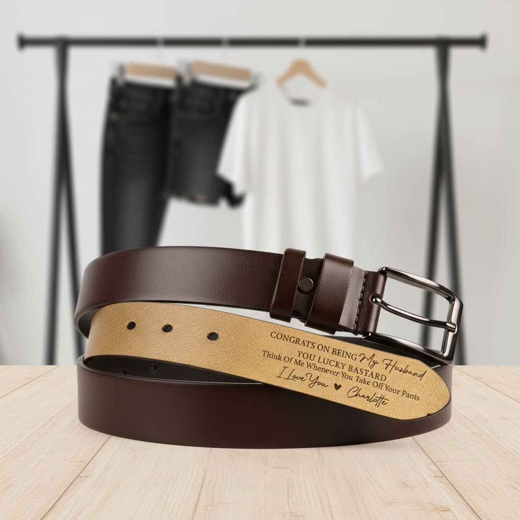 Congrats On Being My Husband Couple Belt Personalized Gift