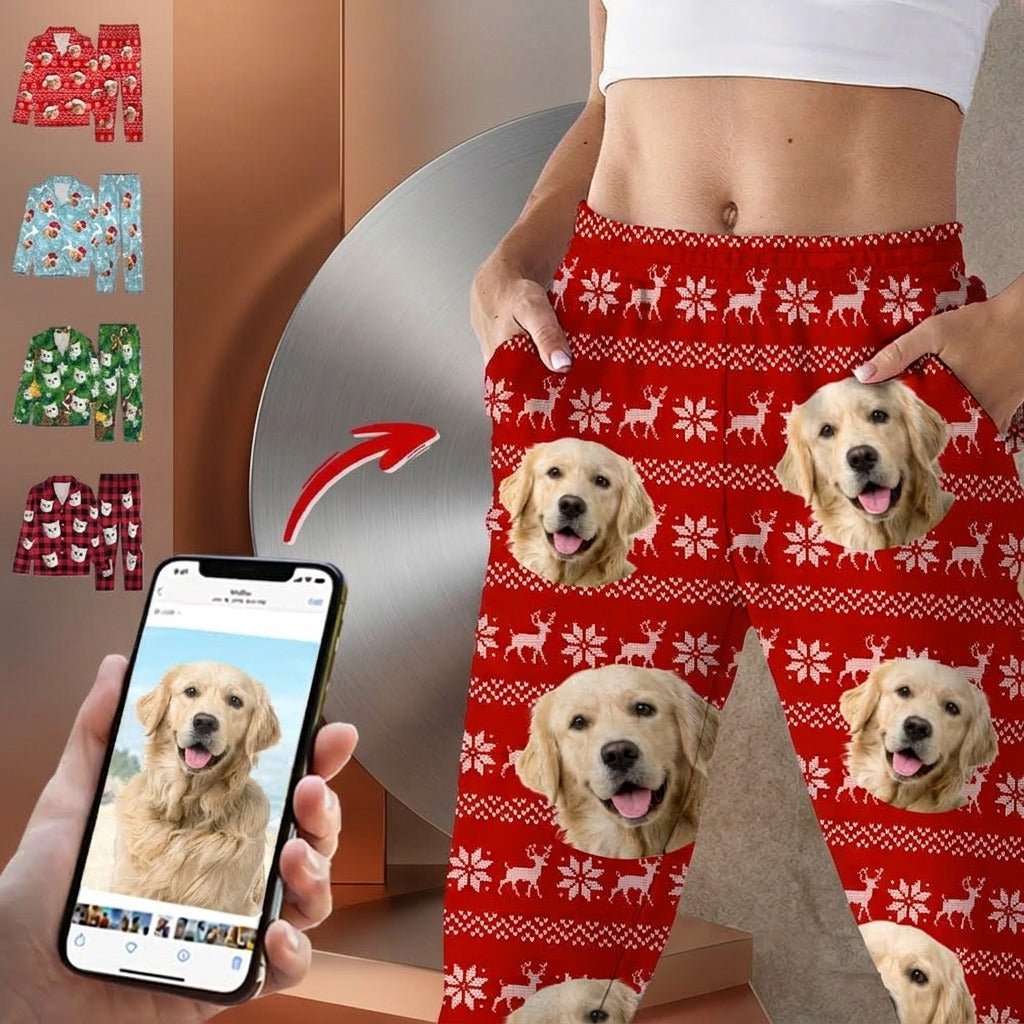 Custom Dog Photo Christmas Pajamas